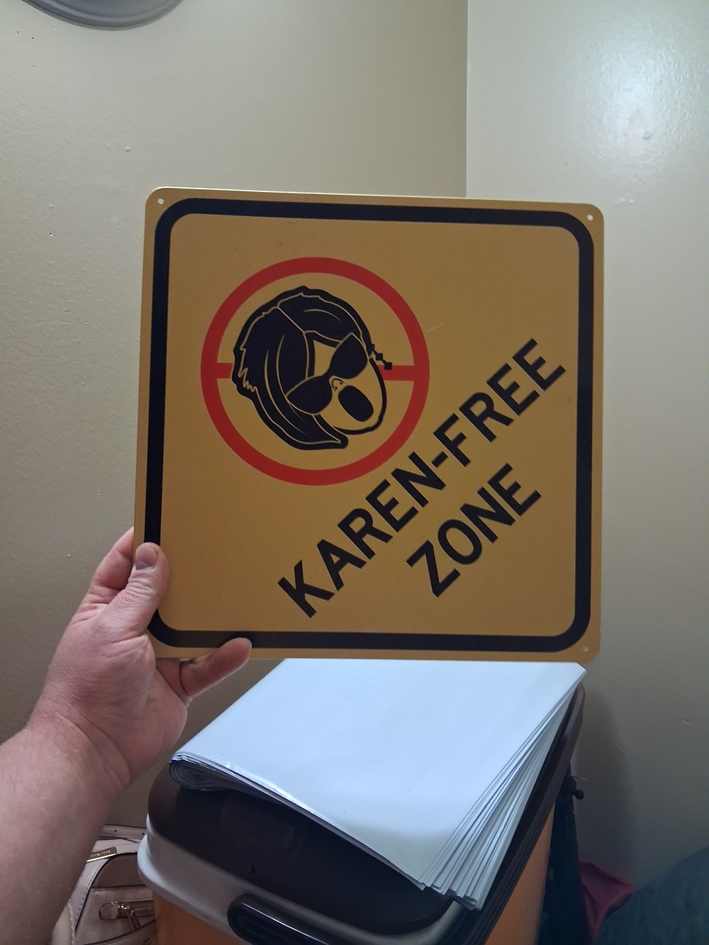 Karen-Free Zone Wall Sign - Yellow